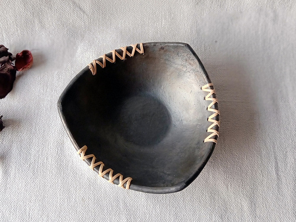 Longpi Black Pottery Trikon Serving Bowl