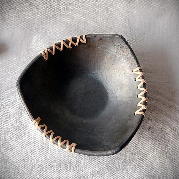 Longpi Black Pottery Trikon Serving Bowl