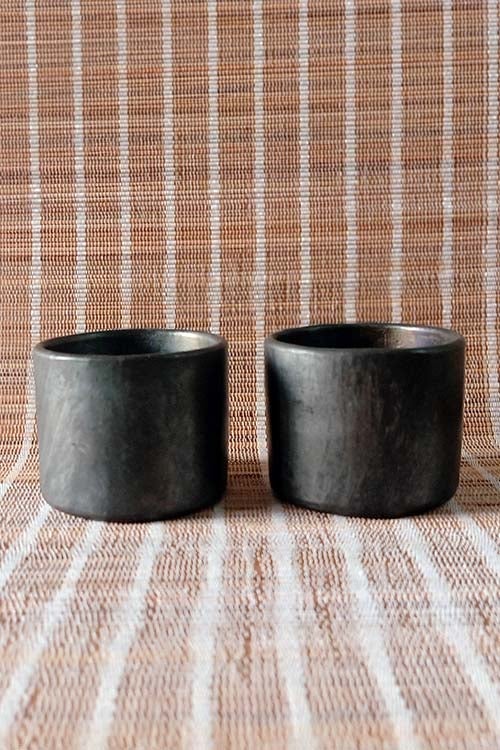 Longpi Black Pottery Tumblers Small Set of 2