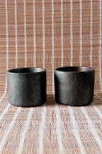 Longpi Black Pottery Tumblers Small Set of 2