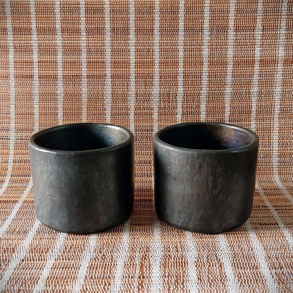 Longpi Black Pottery Tumblers Small Set of 2
