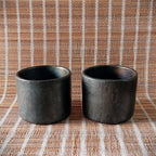 Longpi Black Pottery Tumblers Small Set of 2