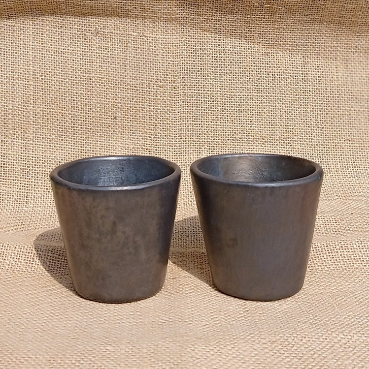 Longpi Black Pottery Tumblers Trapezium Small Set of 2
