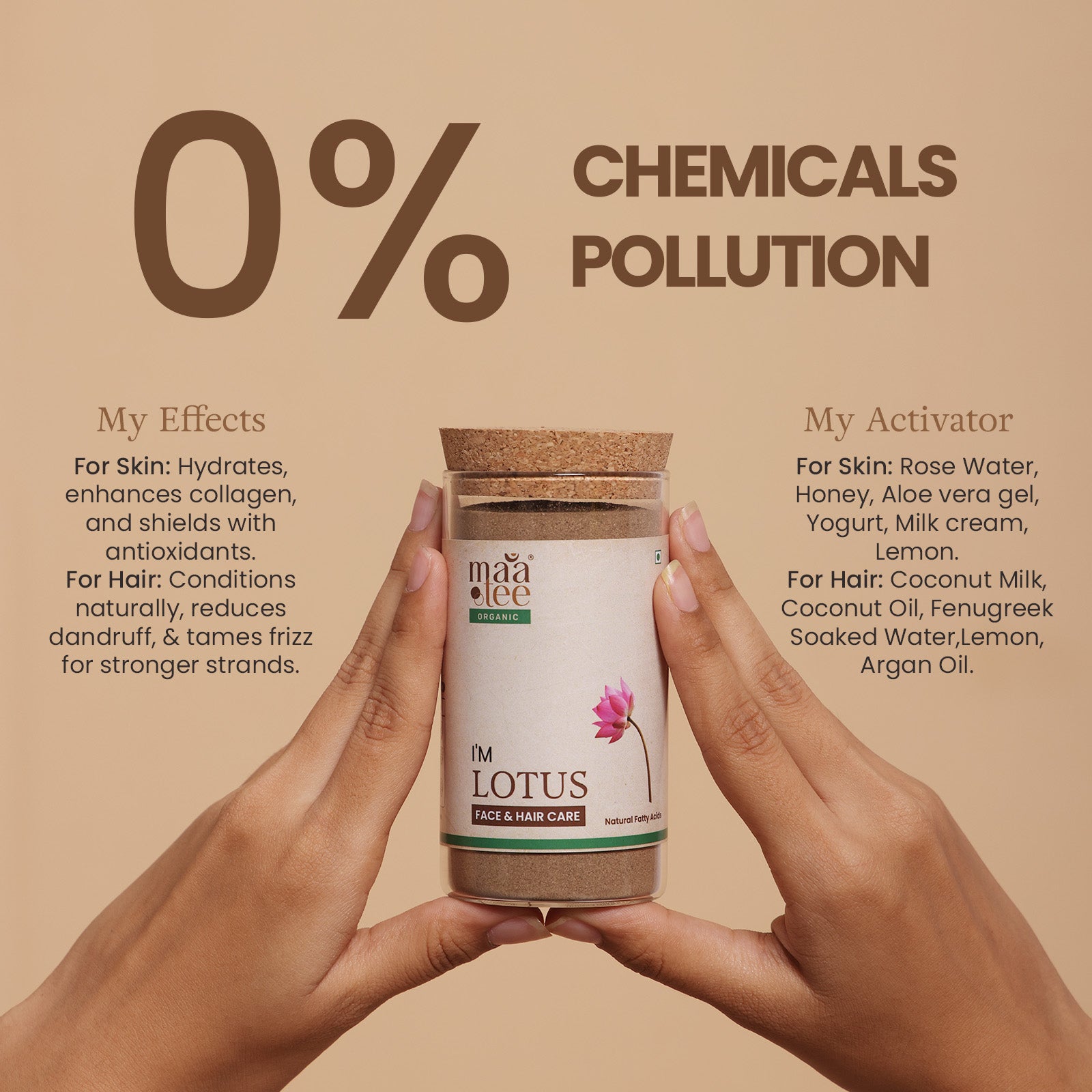 I'm Maatee Organic Lotus Powder 
Skin Transformation by Tightening Skin Texture, Scalp Revival by Reducing Excess Oil 
with Quercetin and Kaempferol