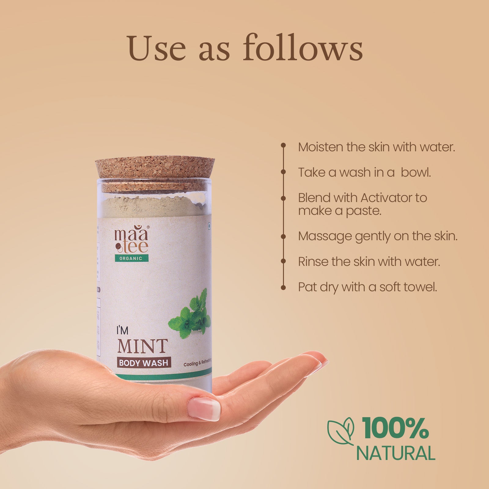 I'm Maatee Organic Mint Body Wash Powder 
Cooling & Refreshing with Multani Mitti + Pomegranate