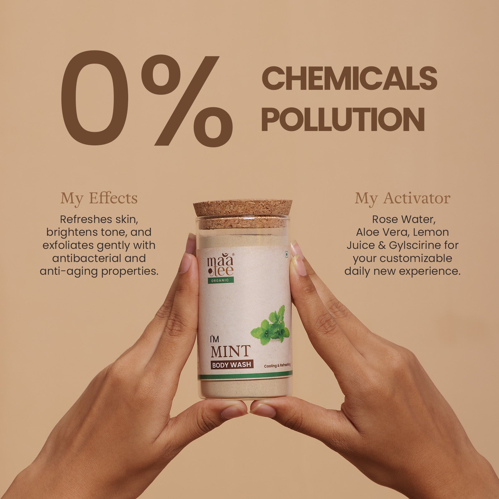 I'm Maatee Organic Mint Body Wash Powder 
Cooling & Refreshing with Multani Mitti + Pomegranate