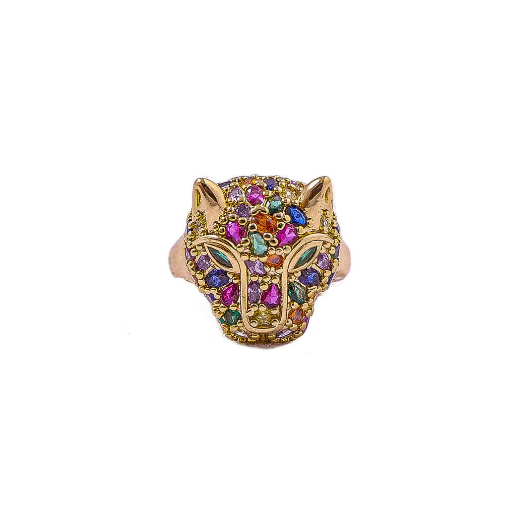 Studded Panther Adjustable Ring