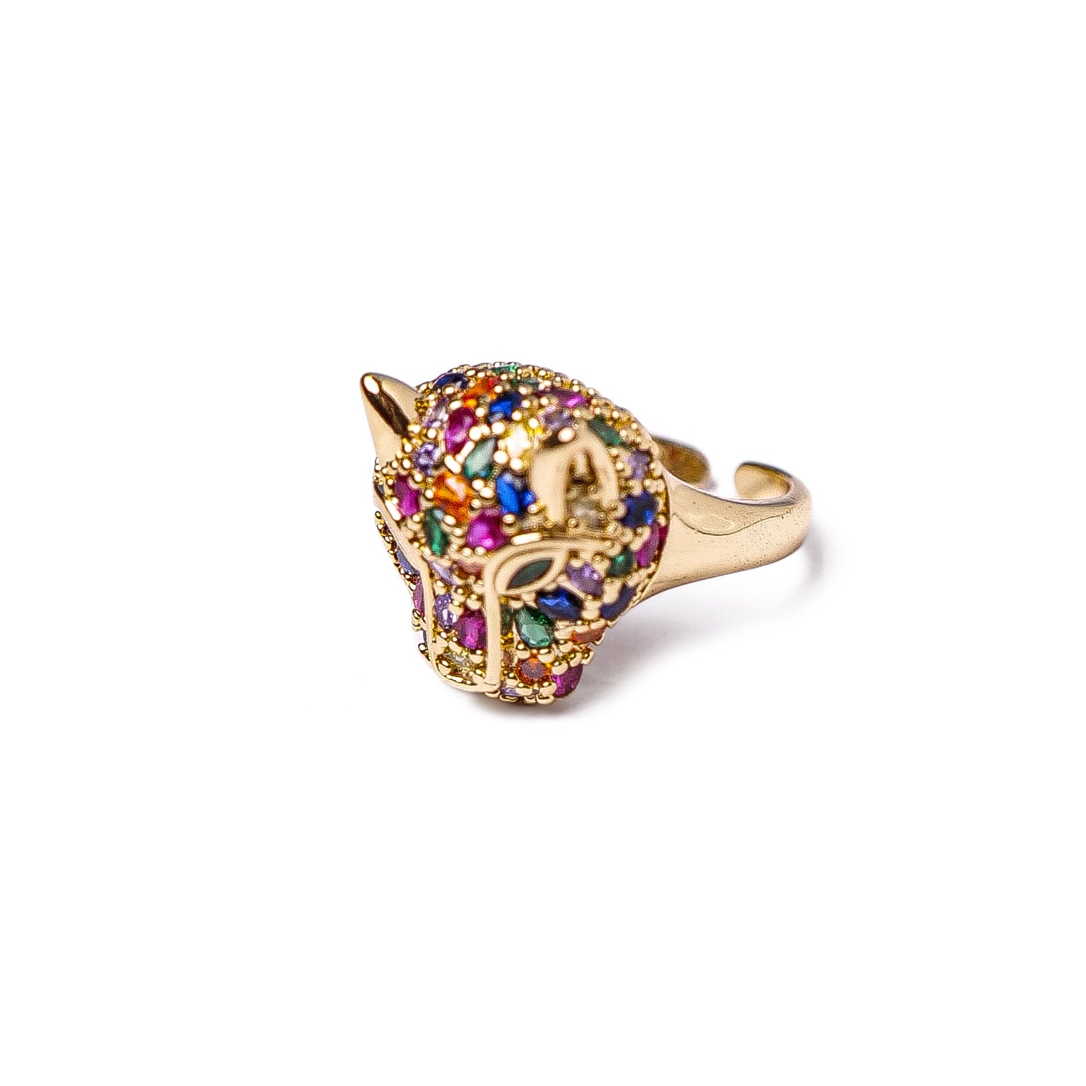 Studded Panther Adjustable Ring