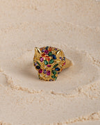 Studded Panther Adjustable Ring