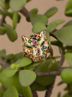 Studded Panther Adjustable Ring