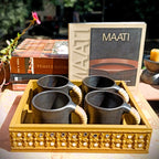 Pine Wood & MDF Lippan Mud & Mirror Work Caddy Yellow Ochre (L)