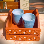 Pine Wood & MDF Lippan Mud & Mirror Work Tray Brick Red