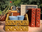 Pine Wood & MDF Lippan Mud & Mirror Work Tray Yellow Ochre