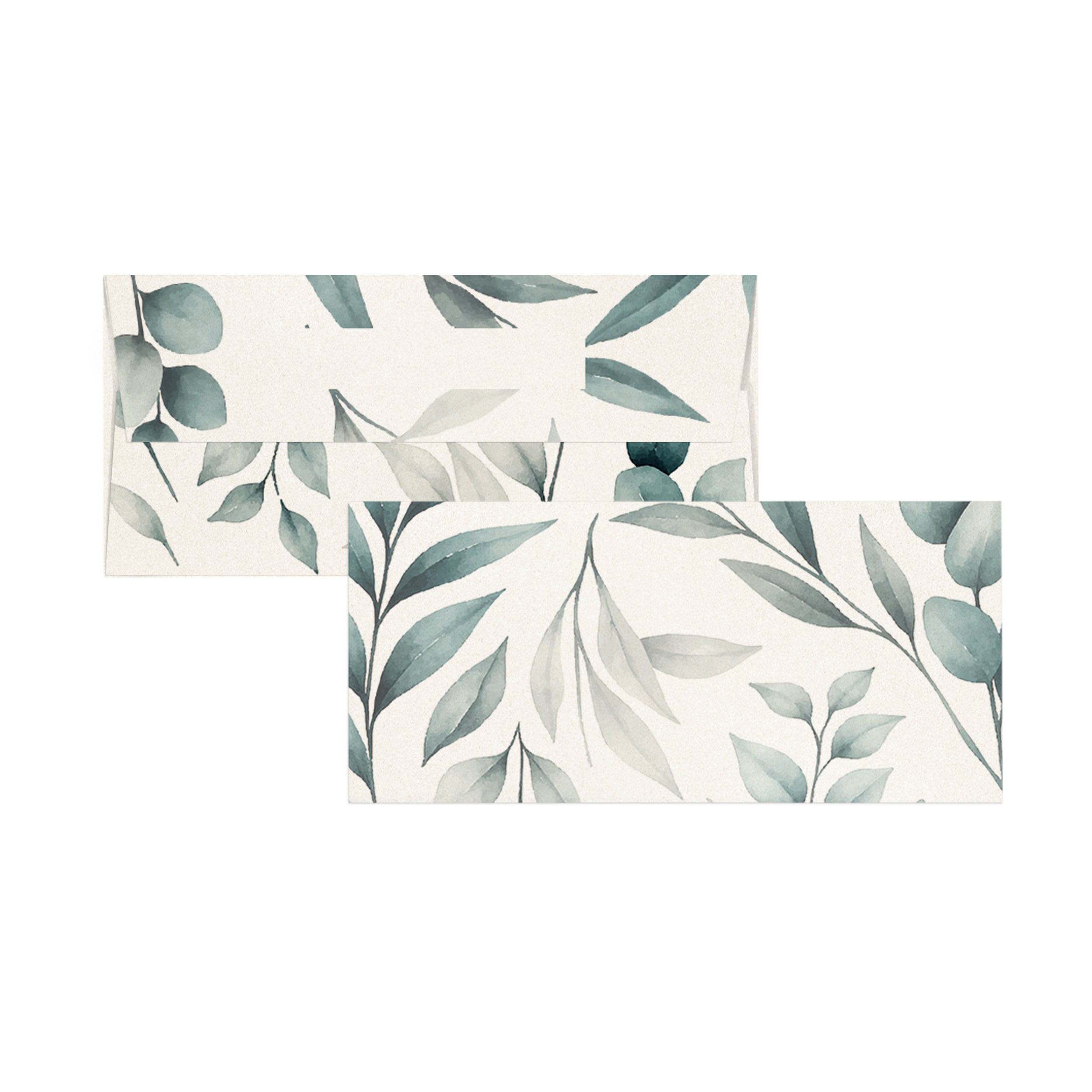 Green Leaves Metallic Money Envelopes (Set of 16)