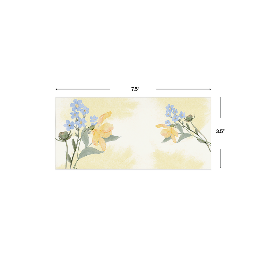 Yellow Watercolour With Blue Flowers Money Envelopes (Set of 16)