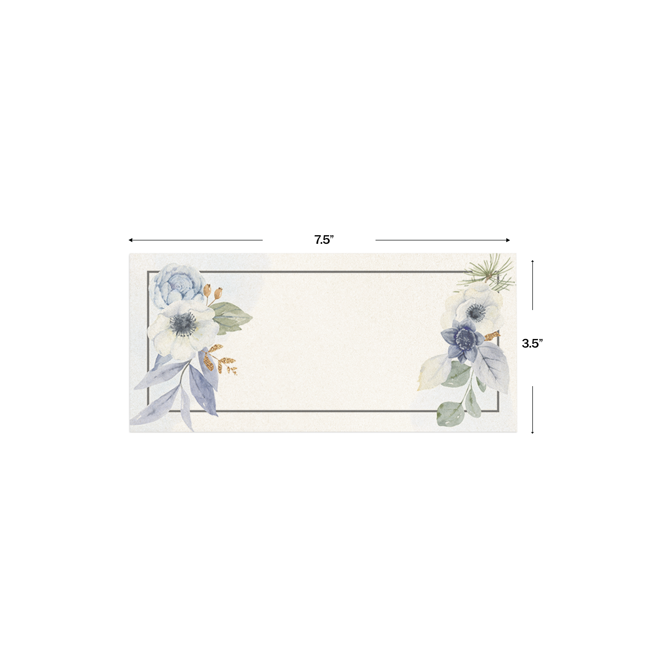 Blue Floral With Brown Border Metallic Money Envelopes (Set of 16)