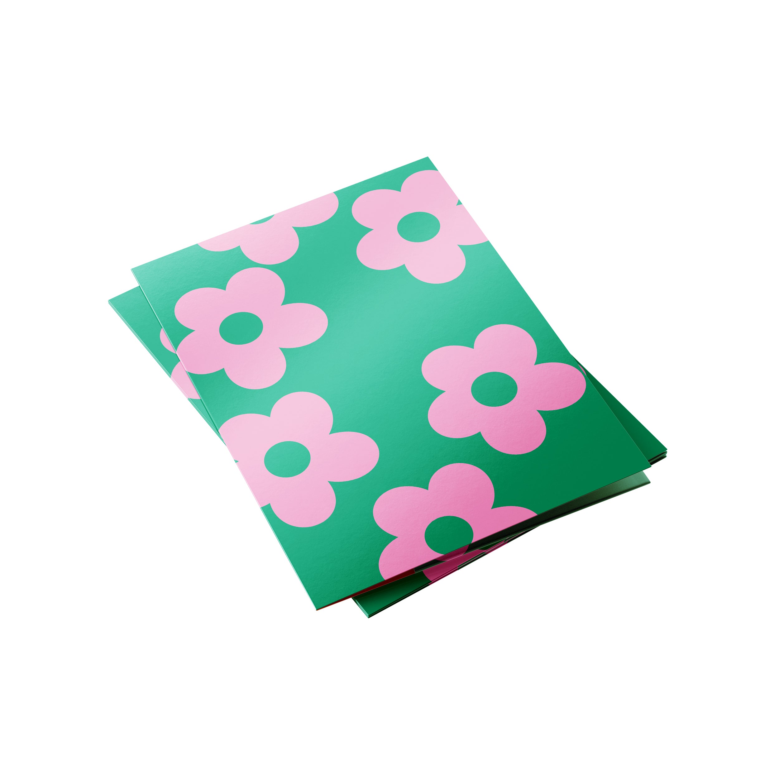 Green & Pink Daisy Paper Folder