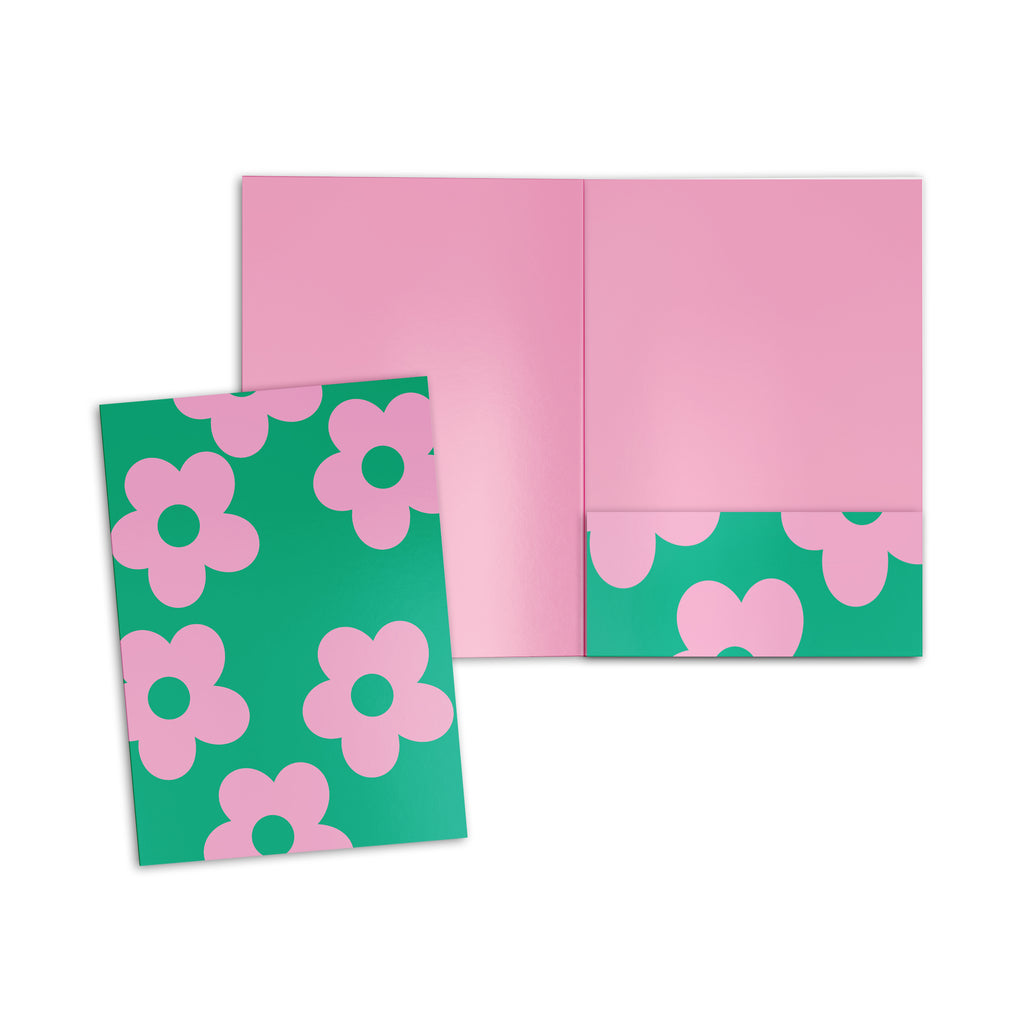 Green & Pink Daisy Paper Folder