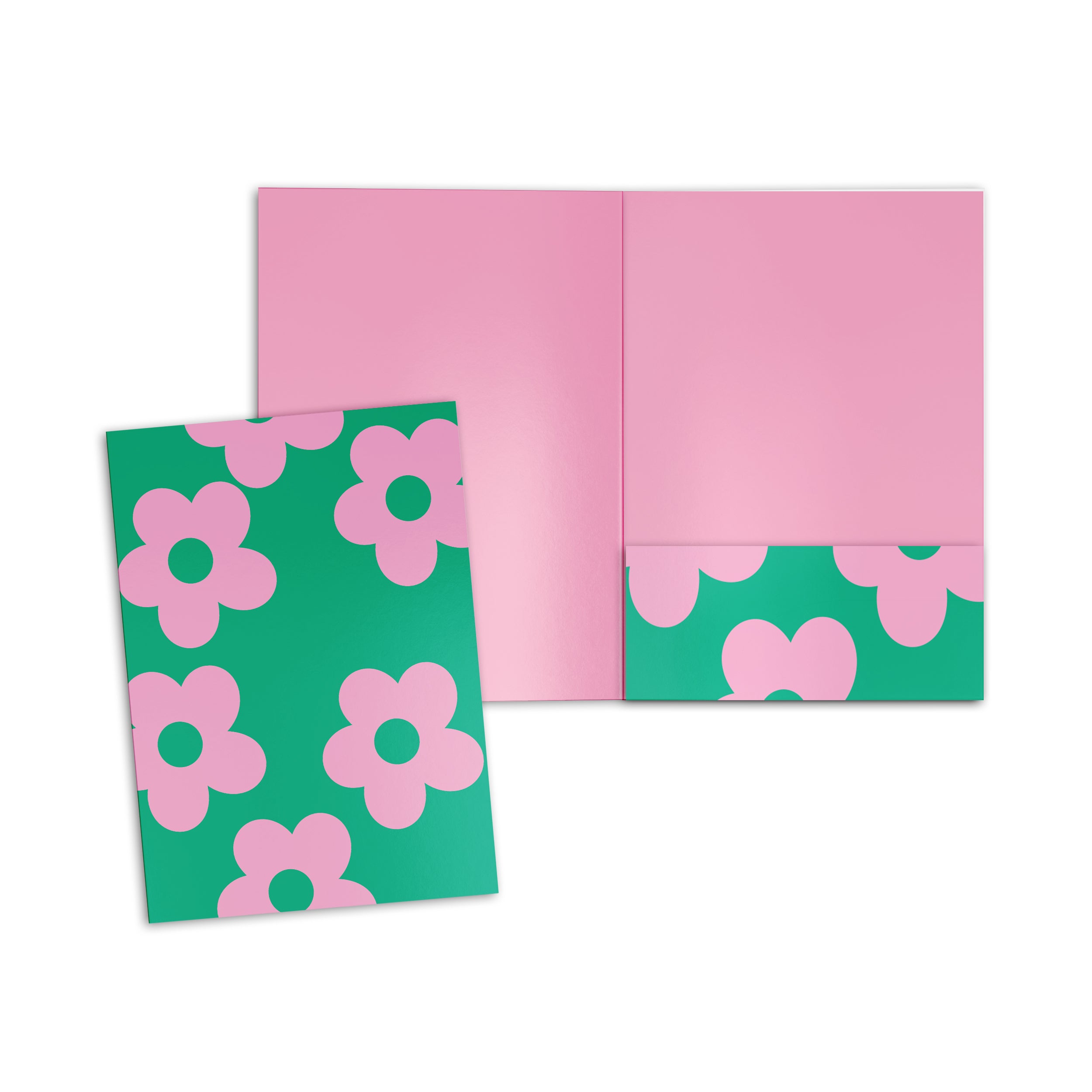 Green & Pink Daisy Paper Folder