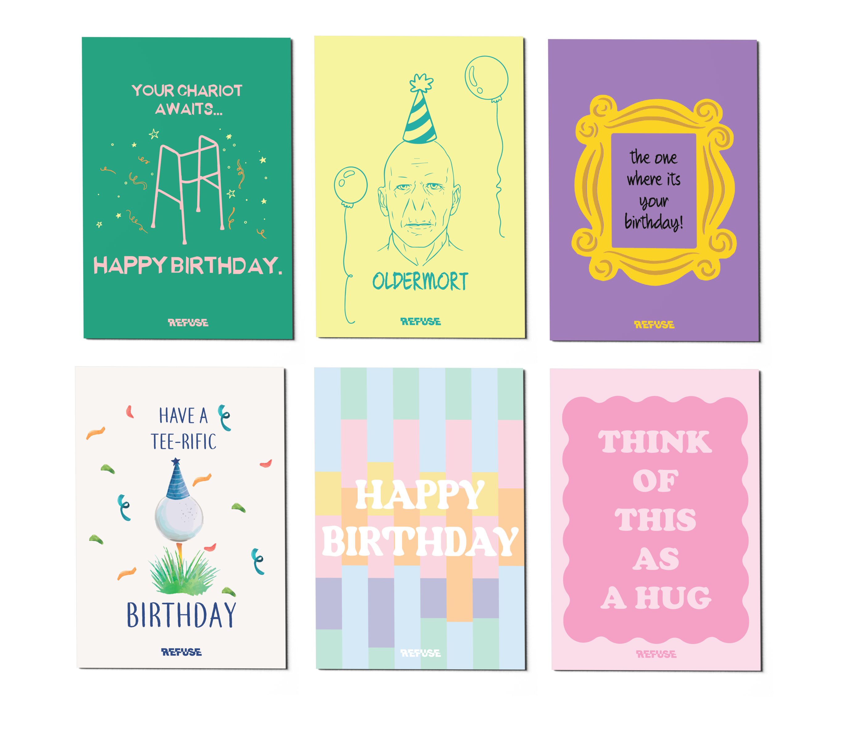 Happy Birthday Pastel Striped Greeting Card
