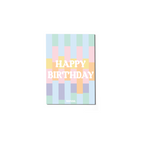 Happy Birthday Pastel Striped Greeting Card