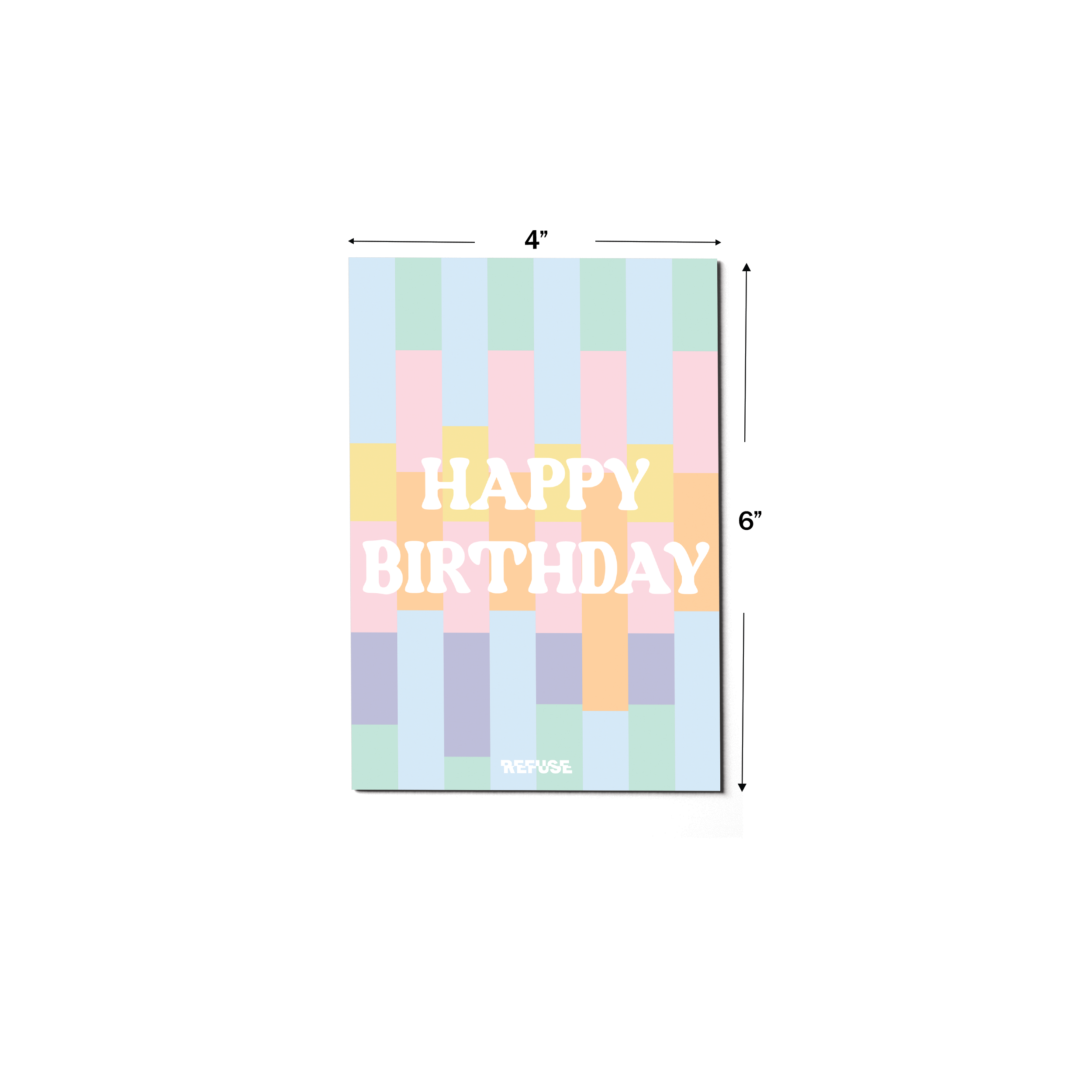 Happy Birthday Pastel Striped Greeting Card