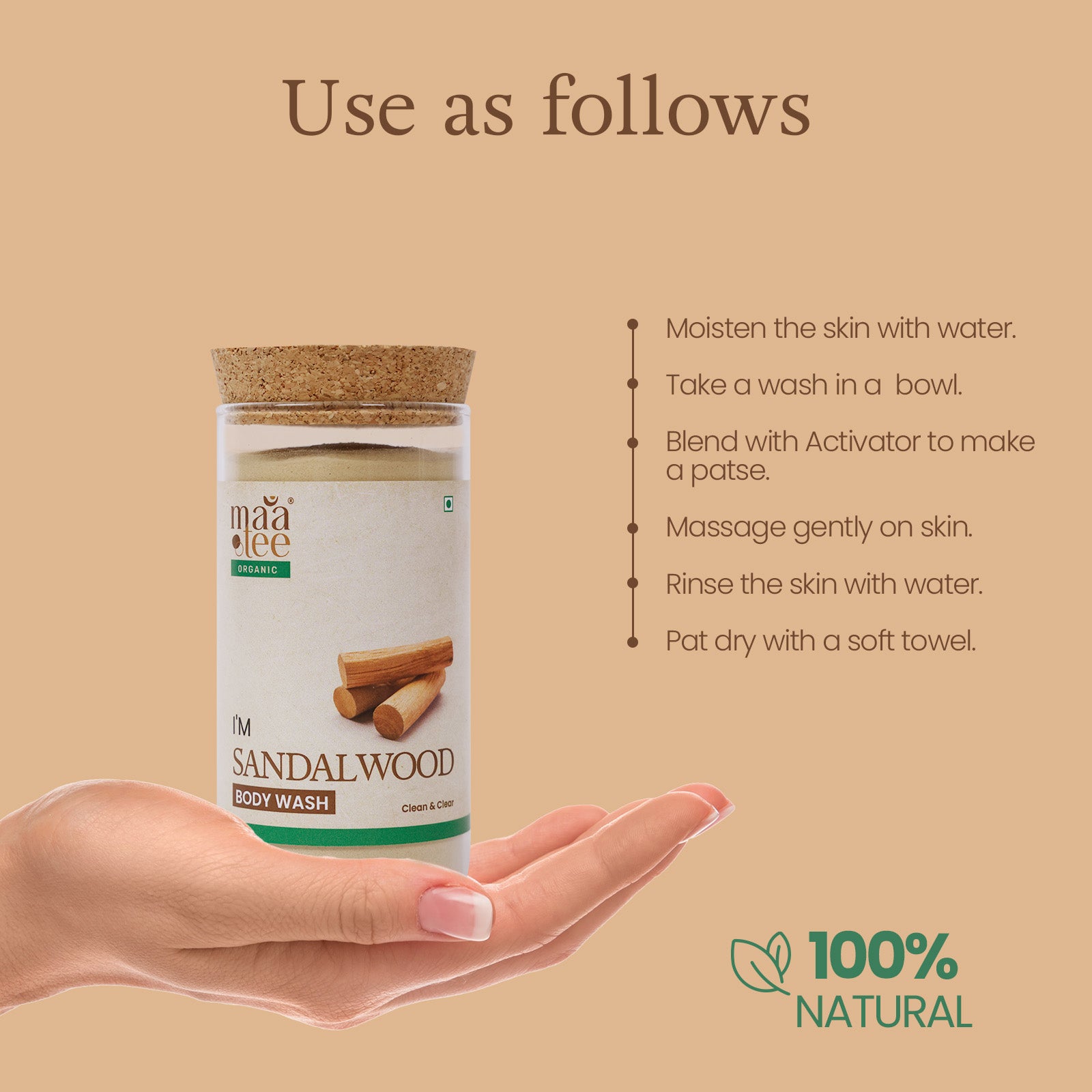 I'm Maatee Organic Sandalwood Body Wash Powder 
Deep Cleansing with Hibiscus + Lotus