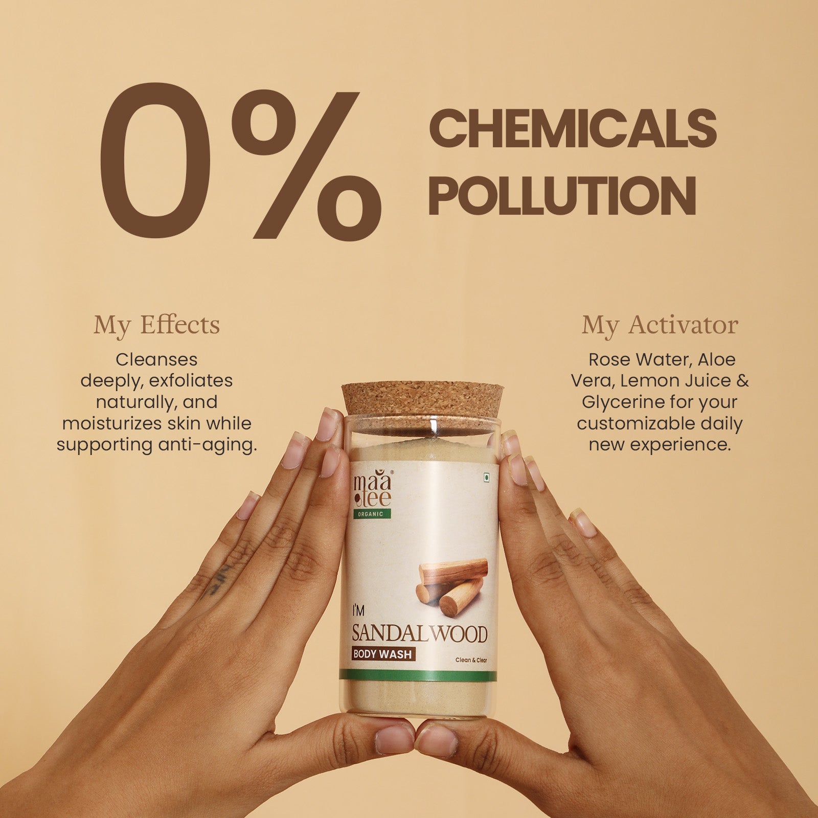 I'm Maatee Organic Sandalwood Body Wash Powder 
Deep Cleansing with Hibiscus + Lotus