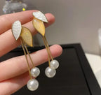 Golden Leaf Charm Earrings