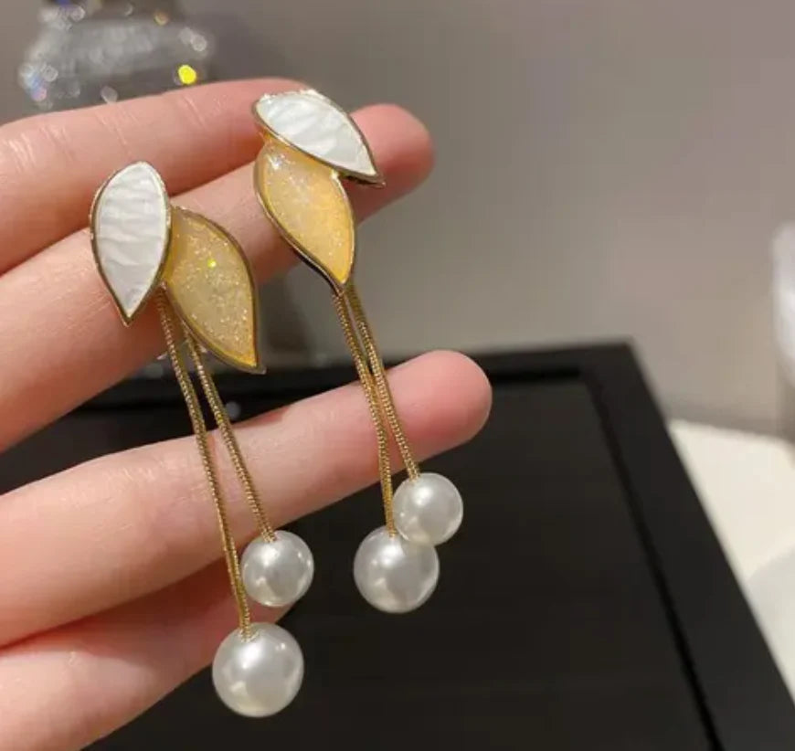 Golden Leaf Charm Earrings