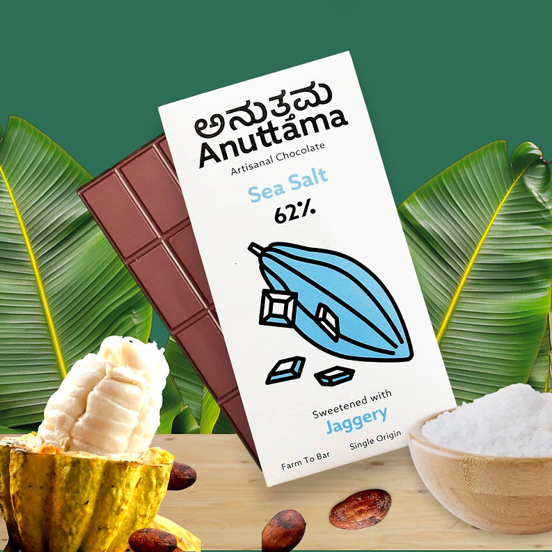 Sea Salt | 62%Cocoa|Jaggery Sweetened |50g | Pack of 2