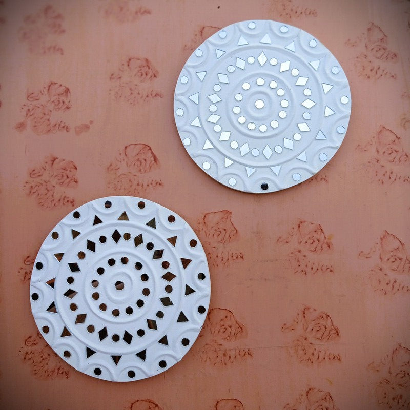 Set of 2 Kutch Lippan Mud & Mirror Work Wall Panels Small