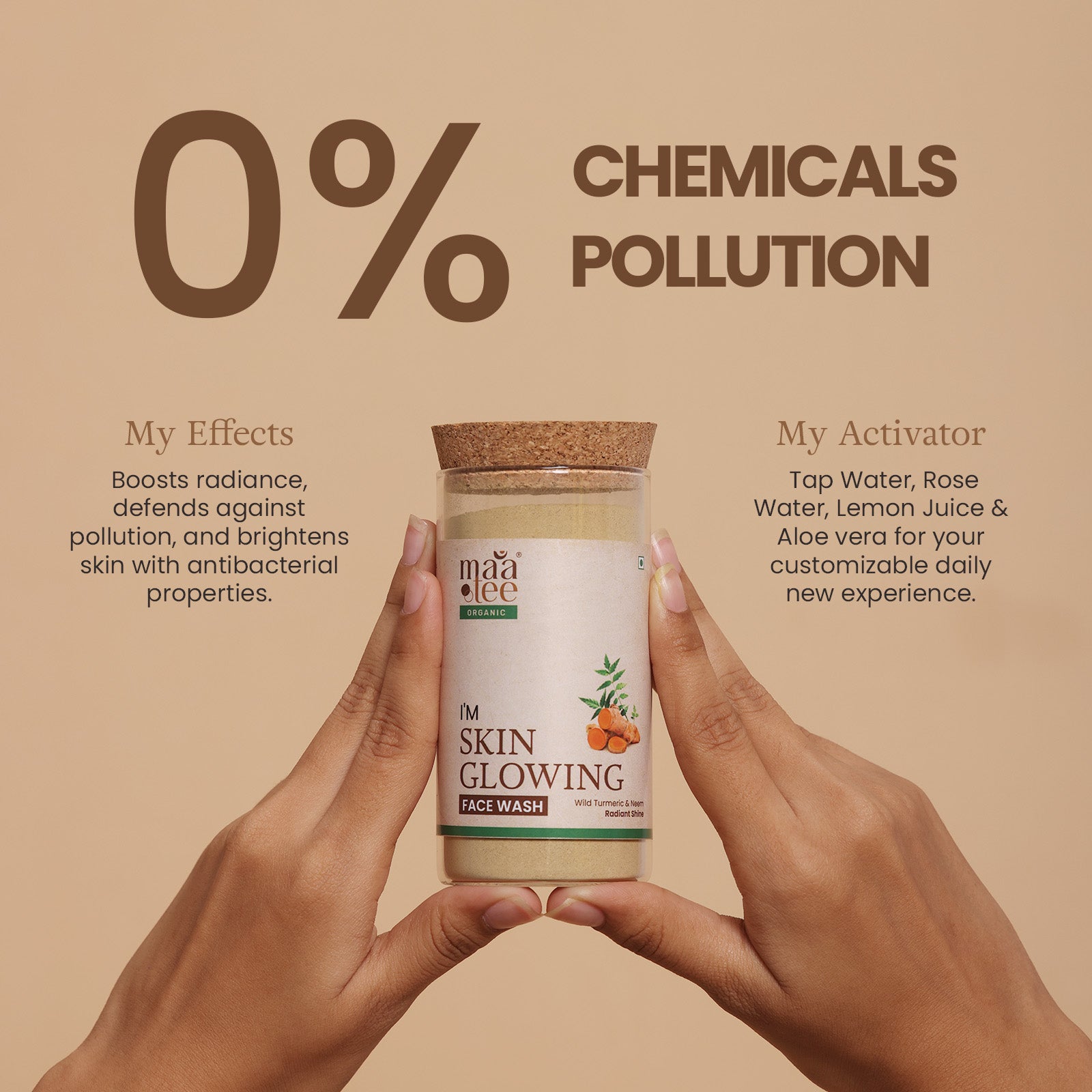 I'm Maatee Organic Skin Glowing Face Wash Powder 
Radiant Shine & Shield Pollution with Wild Turmeric + Neem