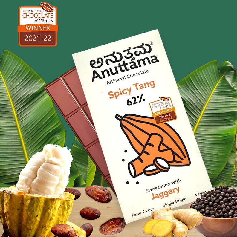 Spicy Tang | 62% Cocoa|Jaggery Sweetened |50g | Pack of 2