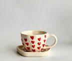 Sweet Hearts Cup & Saucer Set - with Red hearts