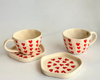 Sweet Hearts Cup & Saucer Set - with Red hearts