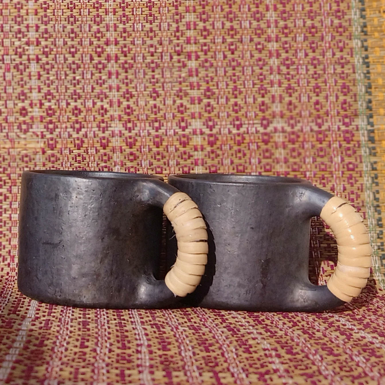 Longpi Black Pottery Tea Cups Pair