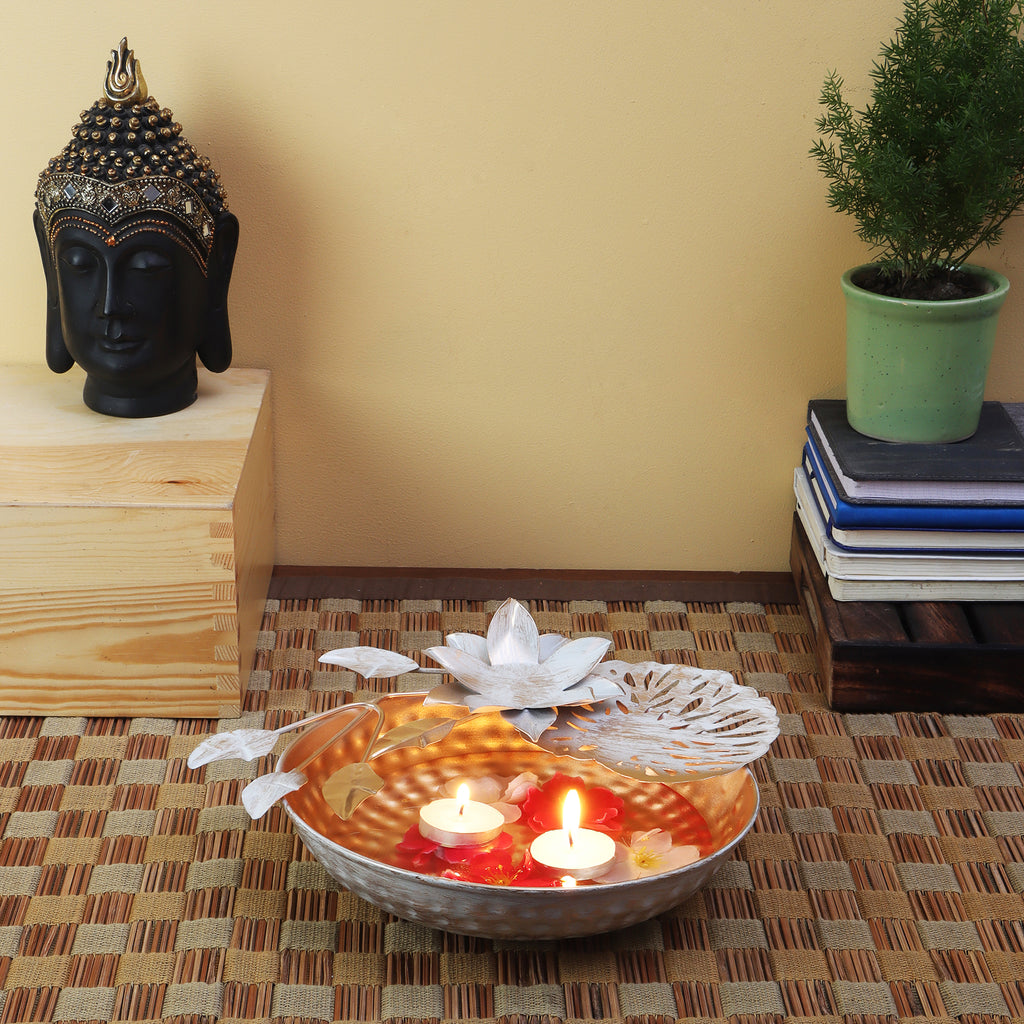 Amaya Decors Gold & White urli Bowl | Gold & White | Iron with Powder Coating
