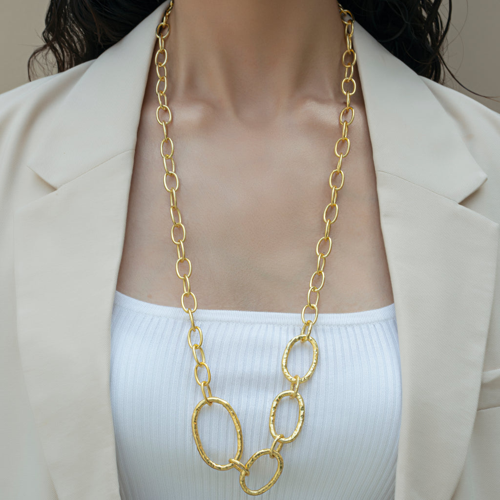 Trunk Long Necklace - Gold Tone
