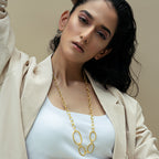 Trunk Long Necklace - Gold Tone
