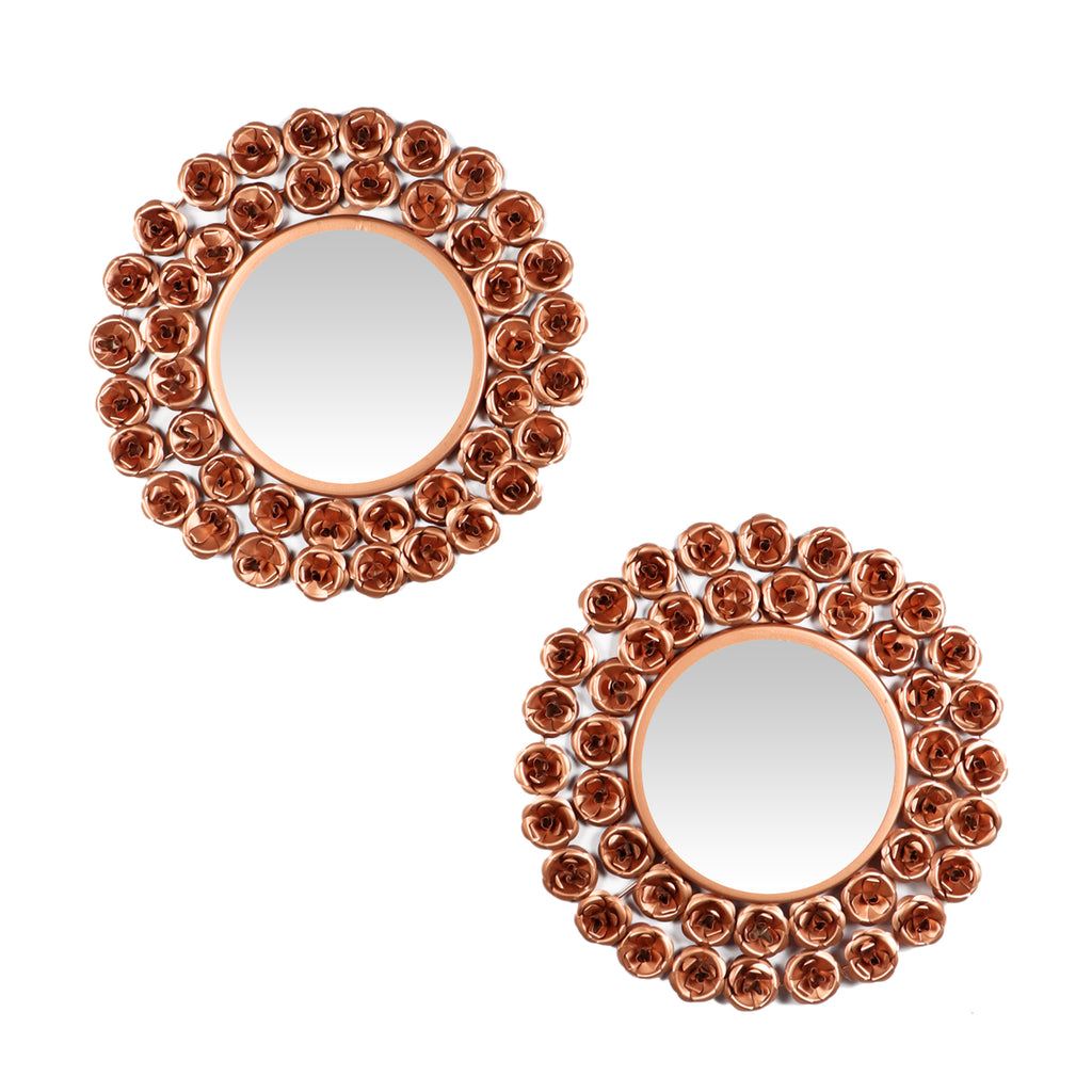 Amaya Decors Copper Rose Mirror Set of 2 (15x15 Inch)