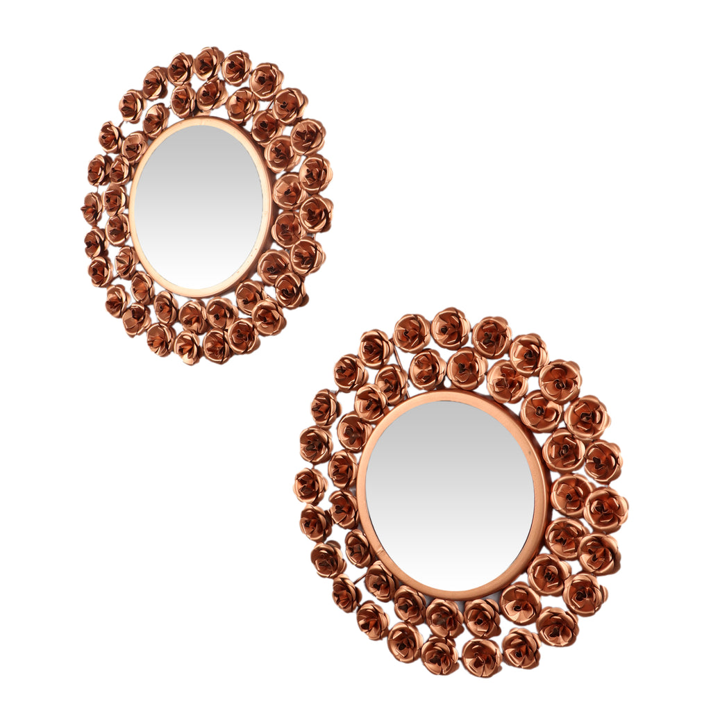 Amaya Decors Copper Rose Mirror Set of 2 (15x15 Inch)