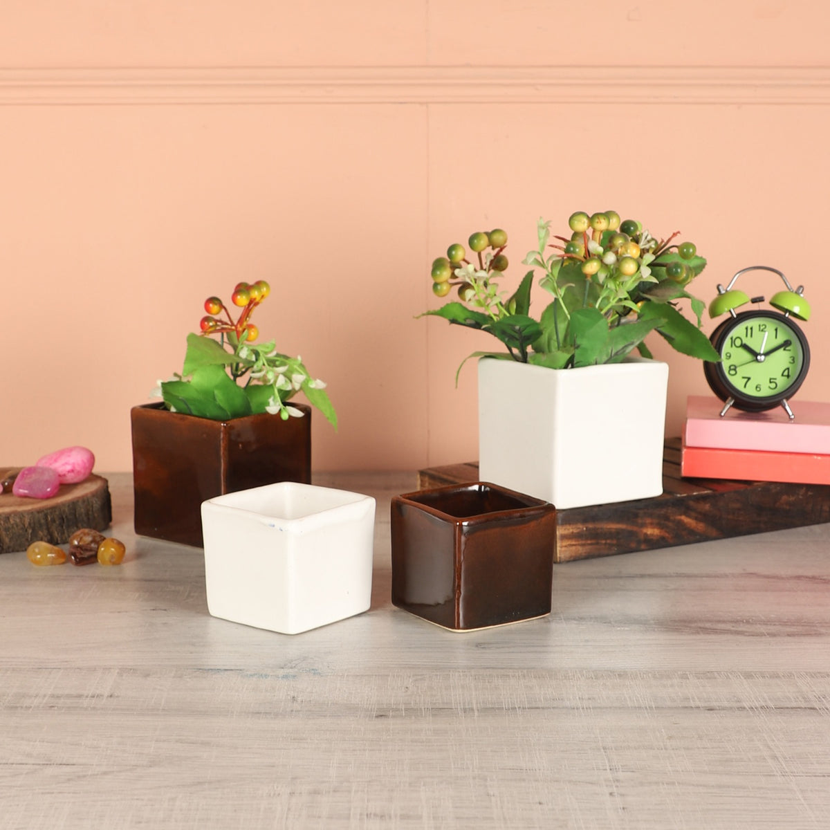 Amaya Decors White & Brown Planter