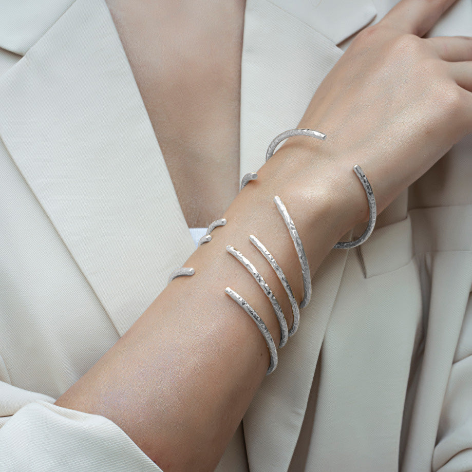 Empress Bangle Plain - Silver Tone - Set of 3