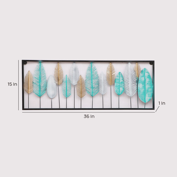 Amaya Decors Rectangular Multicolor Etching Leaves Wall Decor