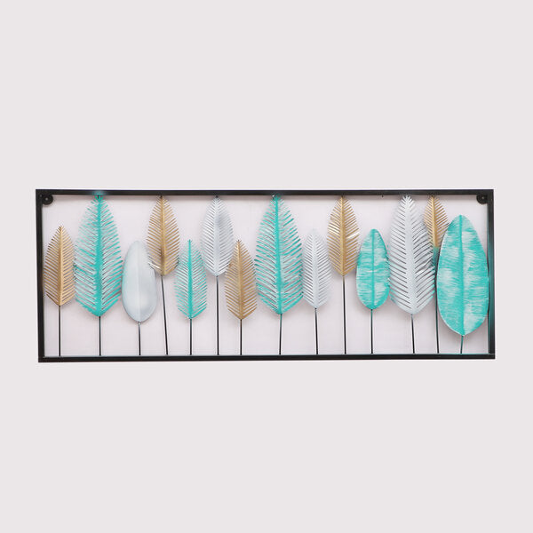 Amaya Decors Rectangular Multicolor Etching Leaves Wall Decor