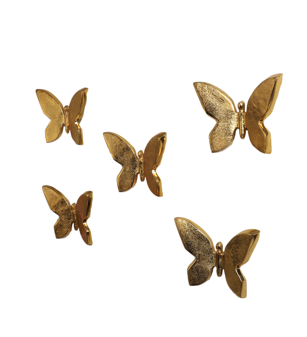 Amaya Decors Aluminium Butterfly Wall Art Set of 5