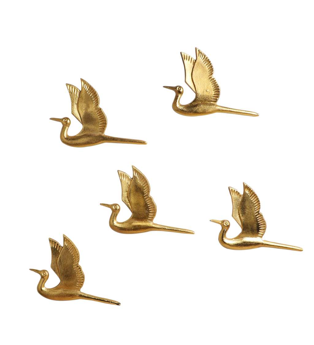 Amaya Decors Flying Bird Aluminium Wall Decor Set of 5