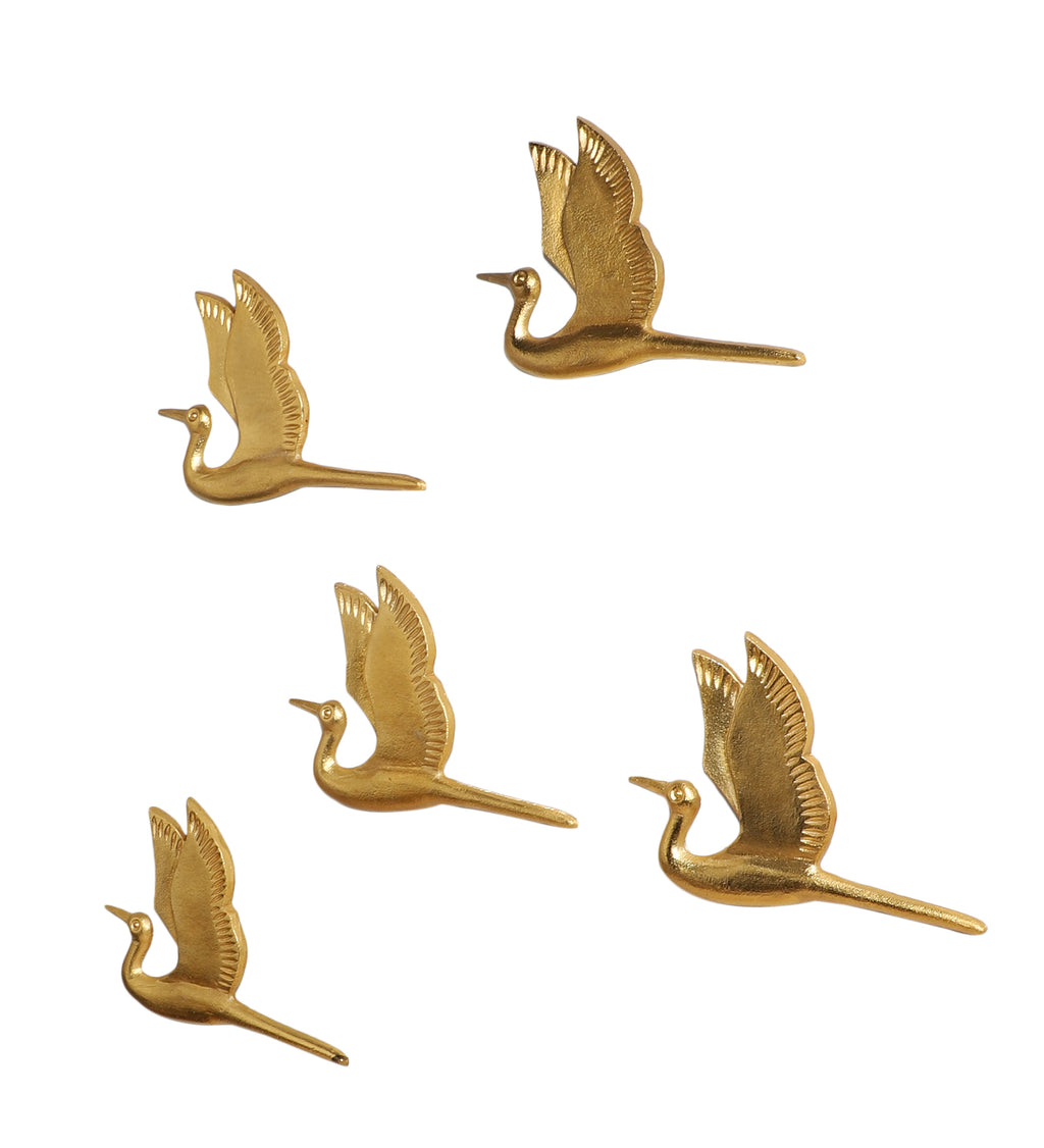 Amaya Decors Flying Bird Aluminium Wall Decor Set of 5
