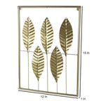 Amaya Decors Gold Rectangular Leaves Wall Decor Set of 3